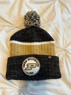 Purdue Boilermakers Pom Beanie Hat - Black & Gold